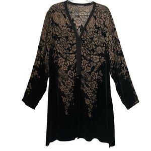 COLDWATER CREEK Silk Blend Brocade Burnout Sheer Velvet Duster Luxe Cardigan L
